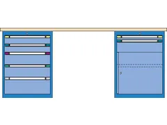 werkbank,HxBxD 840x2000x700mm,multiplexblad,RAL7035,front RAL7035