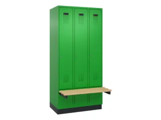 locker met bank,HxBxD 1950x900x815mm,3vak,vak B 300mm,cilinderslot - 2