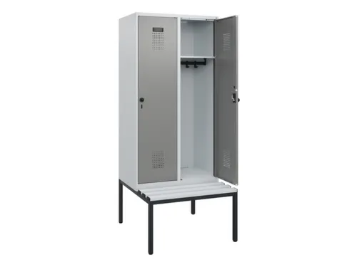 locker met bank,HxBxD 1950x800x815mm,2vak,vak B 400mm,draaigrendel