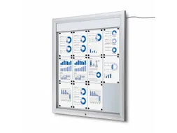 Outdoor mededelingenbord 12x A4 met logopaneel LED verlicht