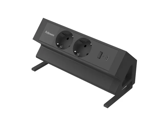 Stekkerdoos Fellowes Power Desk F 2voudig incl USB A en C 2m zwart