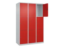 lockerkast,HxBxD 1850x1200x500mm,3x3vakken,vak B 400mm,cil.-slot