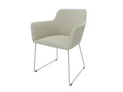 Bezoekersstoel Sledeframe Ronde Buis Verchroomd Beige