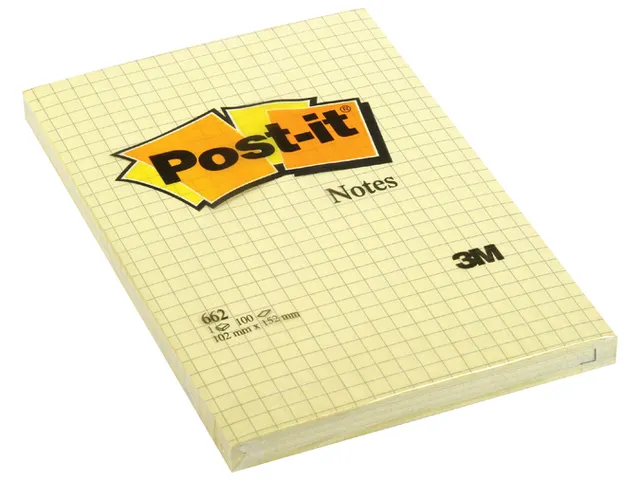 Memoblok Post-it 662 102x152mm ruit geel