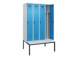 locker met bank,voor scheiding van kleding,HxBxD 2120x1200x815mm,4vak