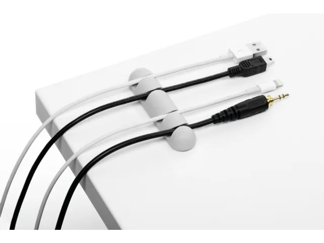 Clip adhésif Cavoline 4 câbles Gris