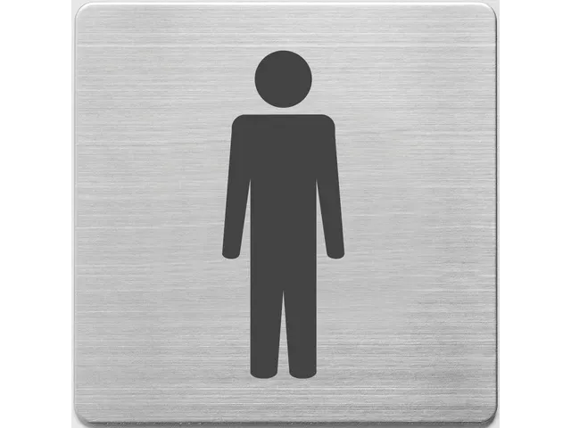 Pictogram Alco RVS 90x90x1mm - WC mannen -