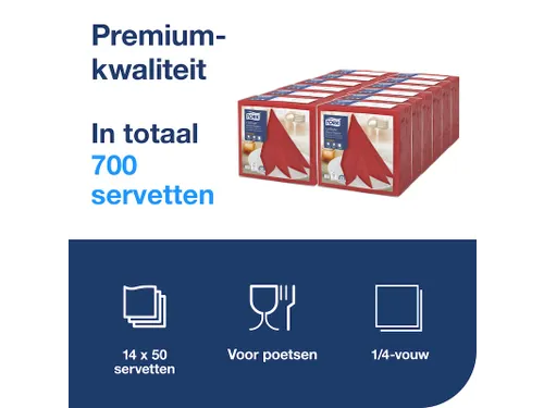 Linstyle Dinnerservet 39x39cm 1/4 vouw rood 14x50 stuks