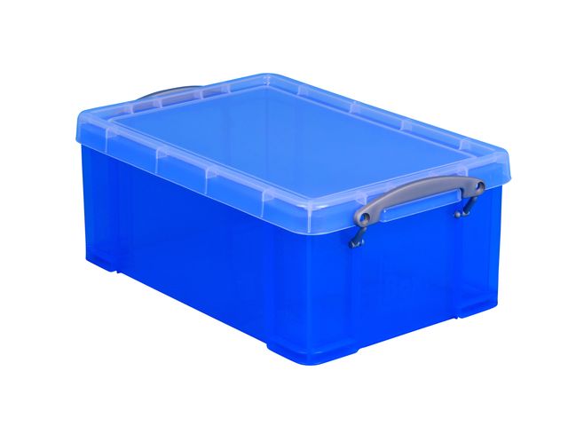 Jasje Hymne Madeliefje Opbergbox Really Useful 9 liter 395x210x140 mm transparant blauw |  OpbergboxWinkel.be