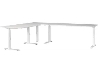 hoekbureau,in h. verstelb.,HxBxD 710-910x2600x2000mm,blad wit - 1