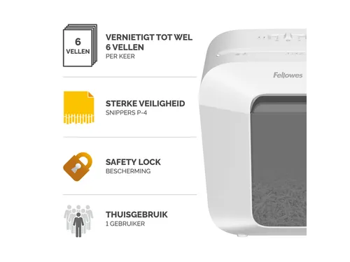 Papiervernietiger Fellowes LX25 4x37mm wit