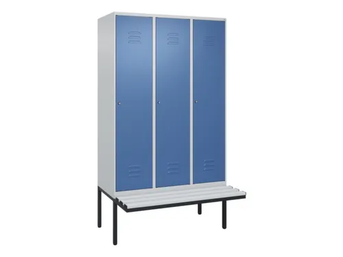 locker met bank,HxBxD 2120x1200x815mm,3vak,vak B 400mm,cil.-slot