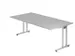bureau,HxBxD 740x2000x1000mm,blad lichtgrijs,C-voet RAL9006