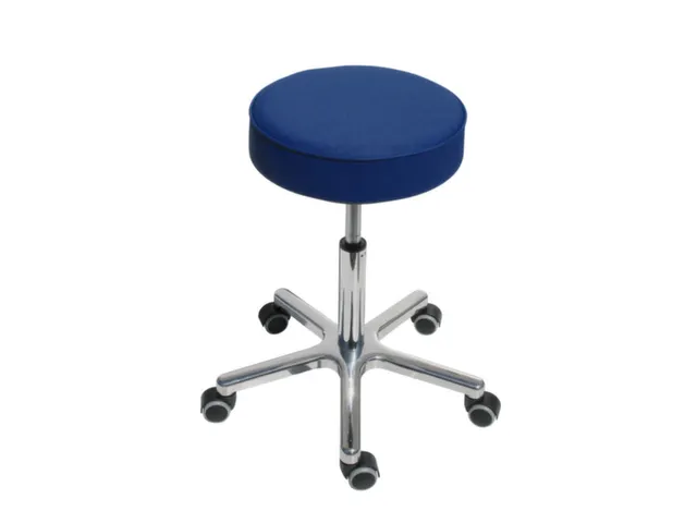 Draaikruk Met Wielen Zitting Kunstleer Blauw 460-590mm Gasveer
