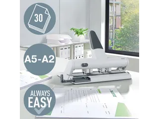 Leitz 5114 AKTO variabele multi perforator 4-gaats 30vel zilver - 10