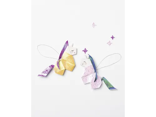 Vouwblaadjes Folia 75gr 14x14cm 50 vel 2-zijdig iriserend embossing as