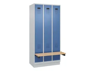 locker met bank,HxBxD 1950x900x815mm,3vak,vak B 300mm,cilinderslot - 2