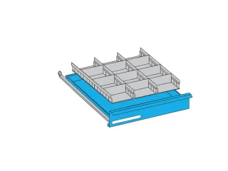 Stalen Verdeelgootjes Lade H 240mm 3-Delig 9 Dwars-/ 4 Lengteverdeler - 2