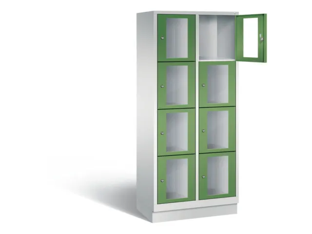 Lockerkast 1800x810x500mm 2x4 vakken Cilinderslot, Sokkel, RAL6011