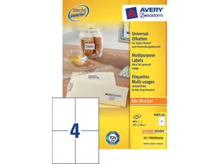 Etiket Avery Zweckform 3483-200 105x148mm A6 wit 800stuks - 2