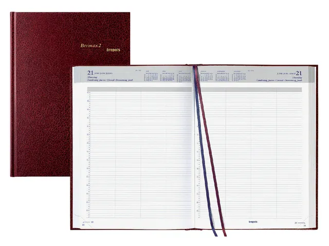Agenda 2027 Brepols Bremax Santex A4 1dag/2pag 8 kolommen bordeaux