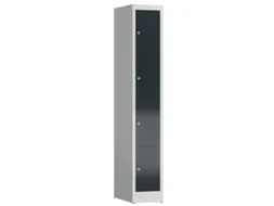Lockerkast 1800x310x500mm 1x4 vakken cilinderslot, sokkel, RAL7016