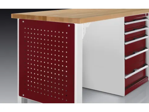 zijpaneel,v. werkbank,BxD 610x25mm,geperfor.,RAL3004