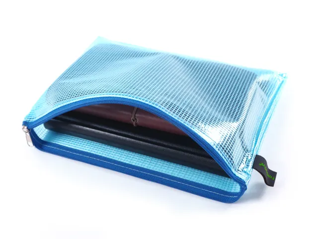 etui A5 PVC-vrij blauw transparant met ritssluiting