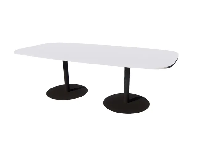 Linesto vergadertafel 240x120 deens ovaal krijtwit 25mm zwart