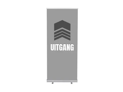 Roll-Banner 85x200 complete set met print "Uitgang" Grijs
