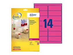 Etiket Avery L7363P-25 99.1x38.1mm Neon Roze 350 Stuks