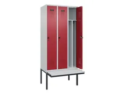 locker met bank,voor scheiding van kleding,HxBxD 2120x900x815mm,3vak