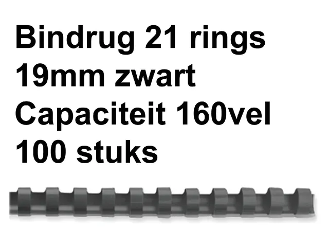 Bindrug GBC 19mm 21-rings A4 zwart 100stuks