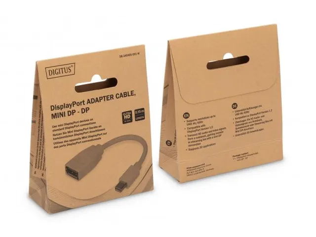 DisplayPort-adapterkabel type mini DP DP Male/Female 0,15m UHD 4K Wit