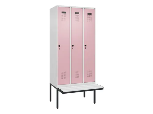locker met bank,voor scheiding van kleding,HxBxD 2120x900x815mm,3vak