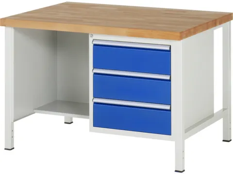 werkbank,HxBxD 840-1040x1250x900mm,beukblad,draagverm. 1250kg,4voeten