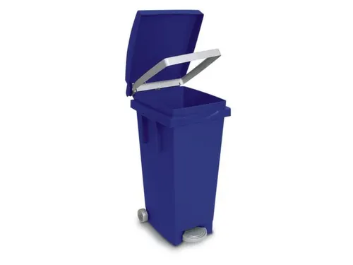 Pedaalemmers Kunststof 80 Liter 790x370x510mm Verrijdbaar Blauw