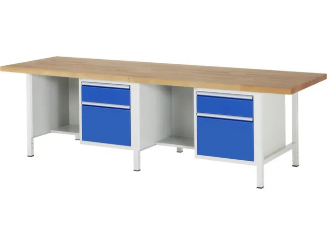 établi HxlxP 840-1040x3000x900mm plateau hêtre force 1250kg