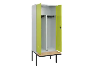PBM-locker met bank,HxBxD 2120x800x815mm,2vak,vak B 400mm,cil.-slot - 2