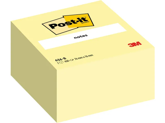 Memoblok 3M Post-it 636 76x76mm kubus geel