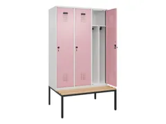 locker met bank,voor scheiding van kleding,HxBxD 2120x1200x815mm,3vak