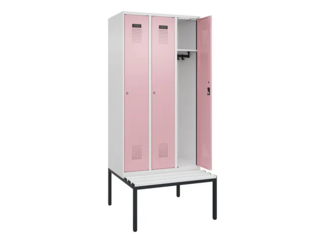 locker met bank,HxBxD 2120x900x815mm,3vak,vak B 300mm,cilinderslot