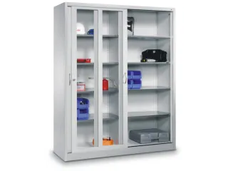 venster-schuifdeurkast,RAL 7035,HxBxD 1950x1200x500mm,4xStalen bodem - 1