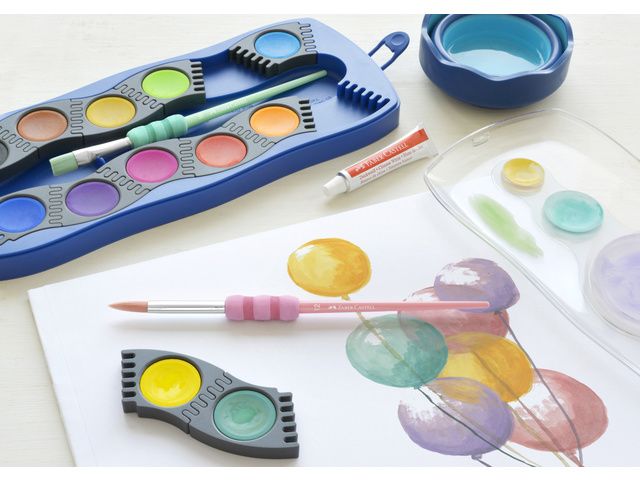 Penselenset Faber-Castell soft touch, 4 stuks pastel kleuren | FaberCastellShop.nl