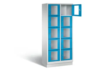 Lockerkast 1800x810x500mm 2x5 vakken Cilinderslot, Sokkel, RAL5012 - 1