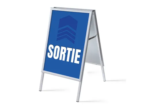 Stoepbord A1 complete set met print "SORTIE" Blauw