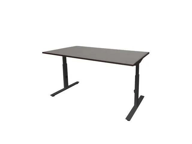Bureau Linesto Plus Hoogte instelbaar 140x80cm Logan eik T-poot Zwart