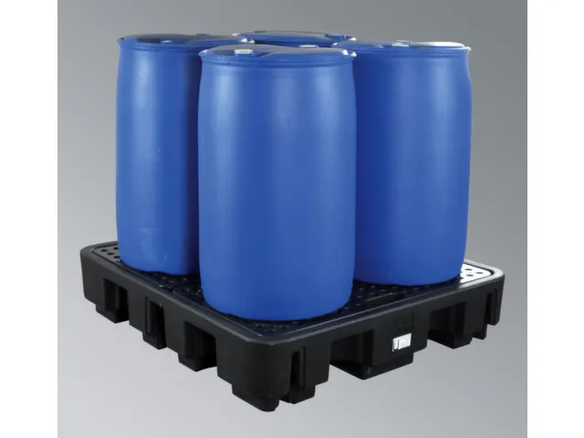 PE-opvangbak,v. 4x200l vat,opvangvol. 242l,HxBxD 280x1380x1290mm