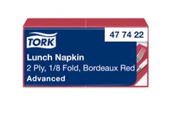 Tork 477422 Lunchservet 33x33cm 2-laags 1/8 vouw 10x200 Bordeauxrood