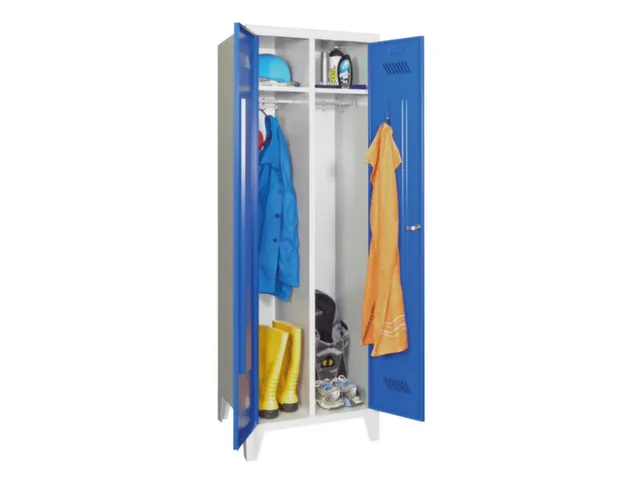 garderobekast,HxBxD 1850x600x500mm,2vak,RAL7035,front RAL6011